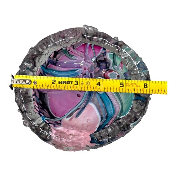 Peter Patterson Jellyfish Handblown Millefiori Glass Art Bowl Pastel Marbled 6" - Picture 7 of 7